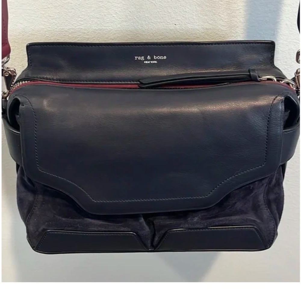 Rag & Bone Small Navy Leather Pilot Satchel, new - Picture 5 of 15